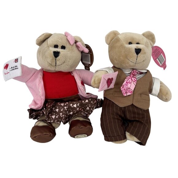Starbucks Bearista Teddy Bear Plush 10 Inch Lot 2 Valentines Edition 2007 2011 - Picture 1 of 14
